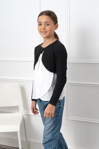 BOLEROSE Girls Long Sleeve Pointelle Knit Childrens Kids Bolero Shrug in Kuwait