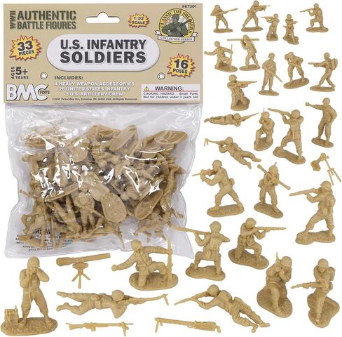 BMC CTS WW2 US Infantry Plastic Army Men - 33pc Gray 1:32 Soldier Figures in Saudi Arabia