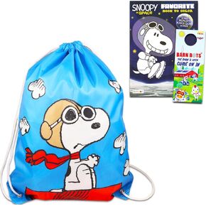 Snoopy Gift Set- Drawstring Bag, Peanuts Coloring Book, Stickers, and More