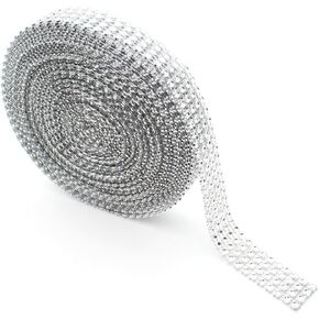 Benvo 4 Row 10 Yard Acrylic Bling Diamond Rhinestone Ribbon Roll Roll for Wedding Cakes ، و Dirthich Decords ، وأحداث استحمام الطفل ، ومشاريع الفنون والحرف اليدوية ، 0.8 "× 30 قدمًا ، والذهب الوردي