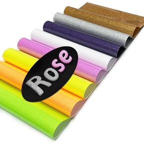 Glitter Puff Vinyl Heat Transfer - 8 pcs 12"x 10" 3D Puff HTV Vinyl Glitter Puffy HTV Iron on Vinyl for Fabrics Glitter Puff Heat Transfer Vinyl Compatible with Cricut or Cameo