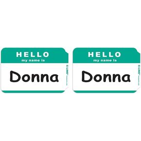 C-Line Pressure Sensitive Peel and Stick Badges, Hello My Name Is, Green, 3.5 x 2.25 Inches, 100 per Box (92233)