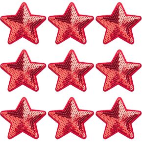 Pagow 9 PCS Red Star Iron-On ، Sew-On Sequins Star Patches