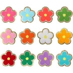12PCS Paw Print Iron on Patch, Colorful Glitter Gold Edges Chenille Iron on Patches for Hats, Sew on Cute Pet Cat Dog Iron on Patches for Hats Clothing Fabric Jacket Bag Jeans Socks Shoes Repair Decor