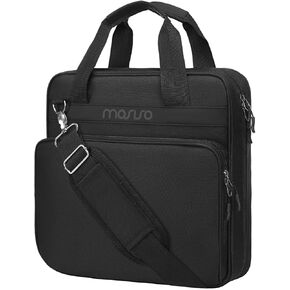 MOSISO 3 Ring Zipper Binder, 2 inch O-Ring Binder Organizer 500 Sheets Capacity Multiple Pockets Bag for Office with Handle & Shoulder Strap Compatible with 13 inch Laptop/Tablet, Black