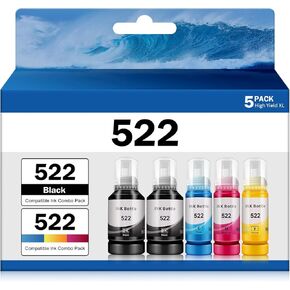 522 Refill Ink Bottle Replacement for Epson Compatible 522 Ink Refill Bottles (Not Sublimation Ink) Use for EcoTank ET-2803 ET-2800 ET-2720 ET-4800 Printer