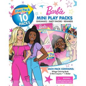 Barbie Play Packs | Barbie Party Favors | 10 Mini Packs | Grab & Go Each with a Mini Barbie Coloring Book, 2 Mini Crayons, and a Barbie Sticker Sheet | Officially Licensed | 10-Pack