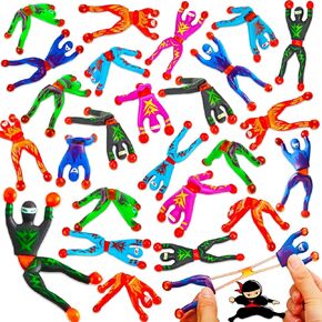 AugToy Sticky Wall Climbing Men Ninja Toys Fun Fidget Sensory Toy Easter Filler Basket Stuffers Party Favor Gift for Kids Classroom School Boy Girl Birthday Goodie Bag Pinata Treat Bulk Exchange Prize
