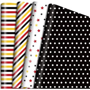 12 Sheets Blue Orange Dog Paw Wrapping Paper for Kids Boys Girls, Puppy Paw Print Gift Wrap Paper in Polka Dots Patterns for Birthday Baby Shower Holiday Party Celebration - 19.7'' x 27.6''