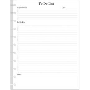 (2-Pack) Letter Size TUL Discbound To Do List Refills, 11 Disc Daily Planner Insert, 200Sheets / 400Pages To Do Paper, 100gsm White Paper, 8.5'' x 11''