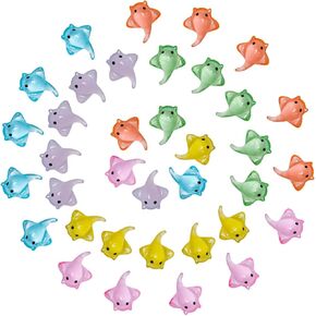 12Pcs Mini Resin Stingray Figurines - Realistic Sea Animal Decorations for DIY Crafts, Fairy Garden, Micro Landscape, Cake Toppers, and Dollhouse, Tiny Manta Ray Models in 6 Colors for Home Decor