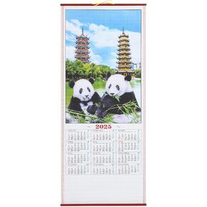 LOGOFUN 2025 Chinese Calendars Year of The Snake Lunar Wall Calendars 2025 Snake Yearly Imitation Rattan Scroll Calendar for Home Office Decor - Panda