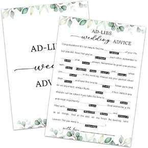 Ad Libs Wedding Advice - Wedding Shower Games Bridal Shower Games 30 Guests for Engagement Wedding Party, Bridal Games for Showers (Eucalyptus Botanical Style) -0002