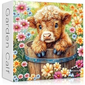 PICKFORU Highland Cow Puzzles for Adults 1000 Pieces, Cute Cow Animal Flower Puzzles for Adults 1000 Pieces, Colorful Floral Garden Jigsaw Puzzles, Nature Plant Scenery Puzzles for Adults