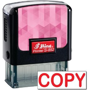 Shiny Copy Stamp Self Inking Rubber Stamp, 1/2" by 1-1/2" Impression Area, Red Ink, Refillable