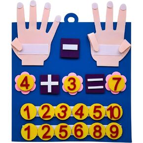 Montessori Kindergarten Math Toys Felt Finger Math Numbers w/Hanging Loop, Felt Boards for 3+, Math Games for Kindergarten, Homeschool Curriculum, Multiplication Board, Social Emotional Learning