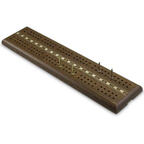 Sterling Games Wooden Cribbage 12 inch Double Track Cribbage Board with Rich Italian Inlaid 2 Players