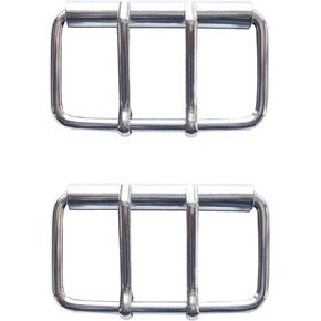 2 pcs Sliver Big Metal Ring Double Pins Roller Belt Buckle for Wider Leathercraft Webbing Garment Accessories