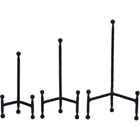 Deco 79 Metal Display Easel Tabletop Easel with Ball Details, Set of 3 Display Stand 12", 10", 8"H, Black