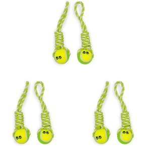 2 Piece Dog Training Ball on Rope, Cotton Rope Ball, Tug Ball Toy, Tough Rope Toy, Non-Toxic and Durable Dog Toys for Big and Small Dogs
