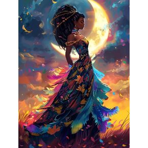 SKRYUIE 5D African Women Diamond Painting Kits - DIY Diamond Art Kits for Adults African Americans, Full Round Drill - Crystal Cross Stitch - Adults Craft for Wall & Office Decor - 12x16 Inch q12