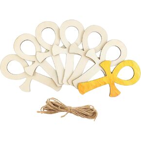 30 Pack 4 Inch Wood Ankh Hieroglyphic Symbol Cutouts Unfinished Wood Ankh Hieroglyphic Symbol Crafts Wooden Ankh Hieroglyphic Symbol Hanging Ornaments DIY Ankh Hieroglyphic Symbol Craft