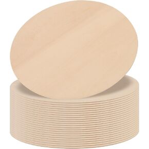LEXININ 24 Pack 10 Inch Unfinished Wood Circles, 25 x 0.3cm Round Wooden Discs Cutouts, Blank Wood Rounds Circles for Crafts, Door Hanger