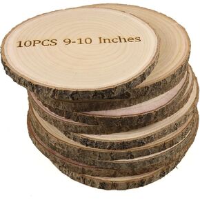 Natural Wood Slices for Centerpieces 10 pcs 9-10 Inches Large Wood Circles, Wood Rounds, and Wood Pieces for Wedding Decor, Wood centerpieces for Tables, and Rustic DIY Projects