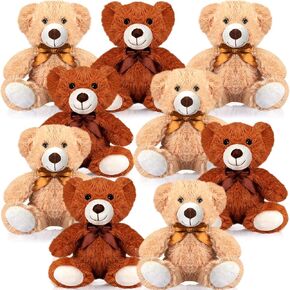 HyDren 9 Pcs 14 Inch Stuffed Animals Bears Bulk Soft Animal Plush Toys Bears Cute Dolls Gift for Valentine Wedding Mom Christmas Baby Shower Birthday Gift Home Decor(Light Brown)