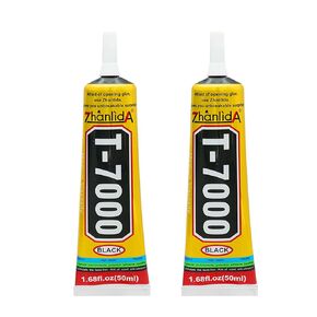 T-7000 Black Adhesive Glue for Phone, Adhesive Glues for Cell Phones Screen Repair Glass Jewelry Wood Crafts Metal Stone (50 ML*2/1.68 oz)