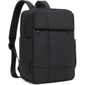 Quilted Laptop Backpack 15.6 Inch with USB Charging Hole,Lightweight Puffer Padding Travel Backpack for Women,Anti Theft College Bookbag,Large Capacity Computer Work Bag Daypack Business,Khaki