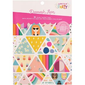 American Crafts Single-Sided Paper Pad 6"X8" 36/Pkg-Damask Love Life's A Party