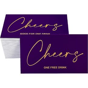 RXBC2011 100 Free Drink Tickets Drink Tokens for Party Wedding Halloween Work Event Party Bar Purple Gold