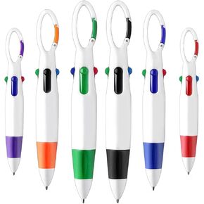 30 Pack Retractable Shuttle Pens, 1.0mm 4-in-1 Multicolor Ballpoint Pens with Carabiner Clip on Top for Office School Supplies Adults Students Party Favor Gifts (4 colors)