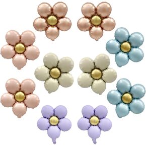 10 Pcs Daisy Balloons,Flower Theme Party Supplies Flower Aluminum Foil Balloons Birthday Wedding Baby Shower etc Party Decoration