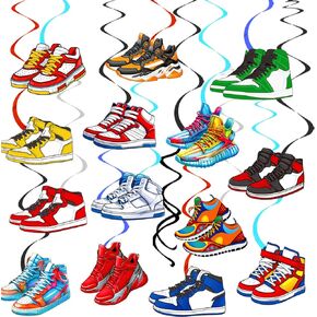 Sneaker Hanging Swirls Sneaker Birthday Party Decorations 20Pcs Sport Sneaker Shoes Ceiling Swirls Basketball Sneaker Party Hanging Streamer Decorations for Shoes Theme Baby Shower Supplies