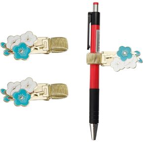 2pcs Metal Pen Clip Holders Decorative Floral Pencil Holder Clips Spring Loop Pen Pencil Clip Organizer for Notebook Clipboard Pocket (Pink) in Kuwait