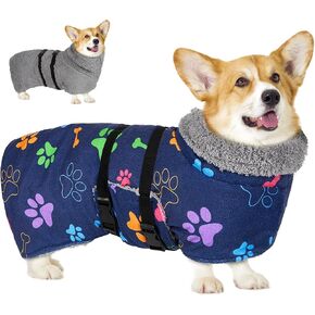 Dog Robe Quick Drying Dog Bathrobe Super Absorbant Dog Towels for Drying Dogs Cute Dog Clothes Thickening Dog Bath Supplies for After Bath Adjustable Dog Drying Coat, Wearable On Both Sides (S-XXL)