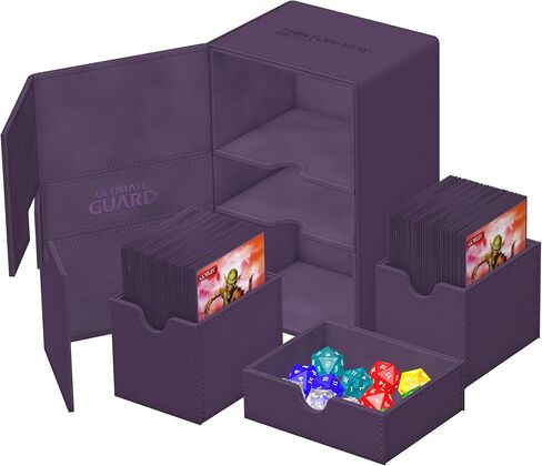 Ultimate Guard Twin Flip'n'Tray 266+, Deck Case for 266 Double-Sleeved TCG Cards + Dice Tray, Black, Independent Magnetic Closure & Microfiber Inner Lining in Kuwait