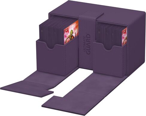 Ultimate Guard Twin Flip'n'Tray 266+, Deck Case for 266 Double-Sleeved TCG Cards + Dice Tray, Black, Independent Magnetic Closure & Microfiber Inner Lining in Kuwait