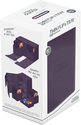 Ultimate Guard Twin Flip'n'Tray 266+, Deck Case for 266 Double-Sleeved TCG Cards + Dice Tray, Black, Independent Magnetic Closure & Microfiber Inner Lining in Kuwait