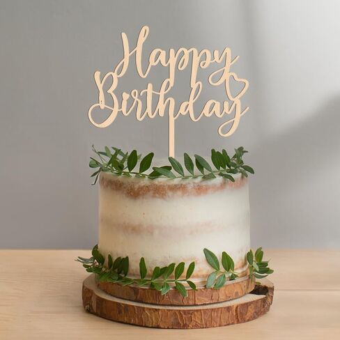 Happy Birthday Cake Topper in Wood Birthday Party Decorations (Design 01) in Kuwait