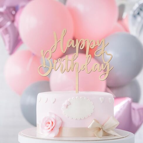 Happy Birthday Cake Topper in Wood Birthday Party Decorations (Design 01) in Kuwait