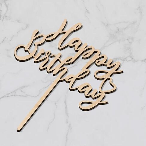 Happy Birthday Cake Topper in Wood Birthday Party Decorations (Design 01) in Kuwait