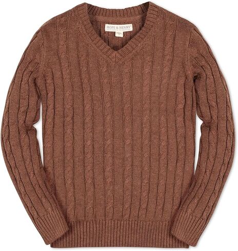 Hope & Henry Boys' Long Sleeve Fine Gauge V-Neck Sweater in Kuwait