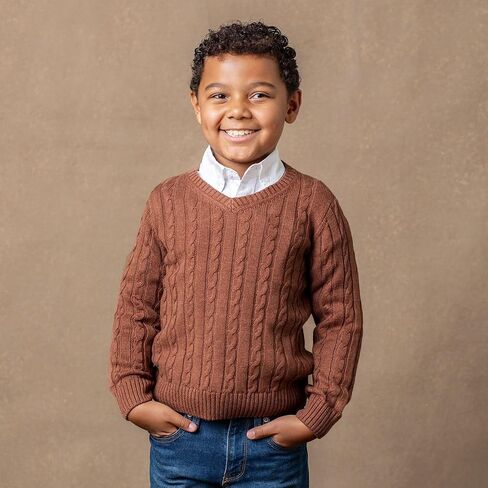 Hope & Henry Boys' Long Sleeve Fine Gauge V-Neck Sweater in Kuwait