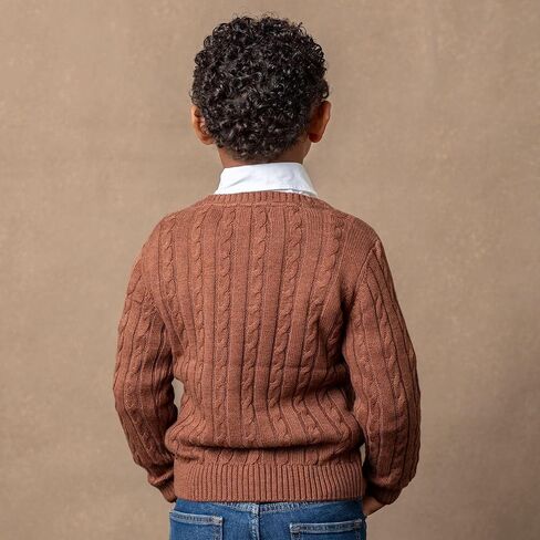 Hope & Henry Boys' Long Sleeve Fine Gauge V-Neck Sweater in Kuwait