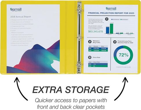 Samsill Durable 1 Inch Binder, Made in the USA, D Ring Binder, Customizable Clear View Cover, Yellow, 4 Pack, Each holds 225 Pages in Saudi Arabia