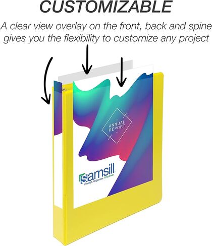 Samsill Durable 1 Inch Binder, Made in the USA, D Ring Binder, Customizable Clear View Cover, Yellow, 4 Pack, Each holds 225 Pages in Saudi Arabia