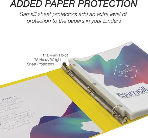 Samsill Durable 1 Inch Binder, Made in the USA, D Ring Binder, Customizable Clear View Cover, Yellow, 4 Pack, Each holds 225 Pages in Saudi Arabia